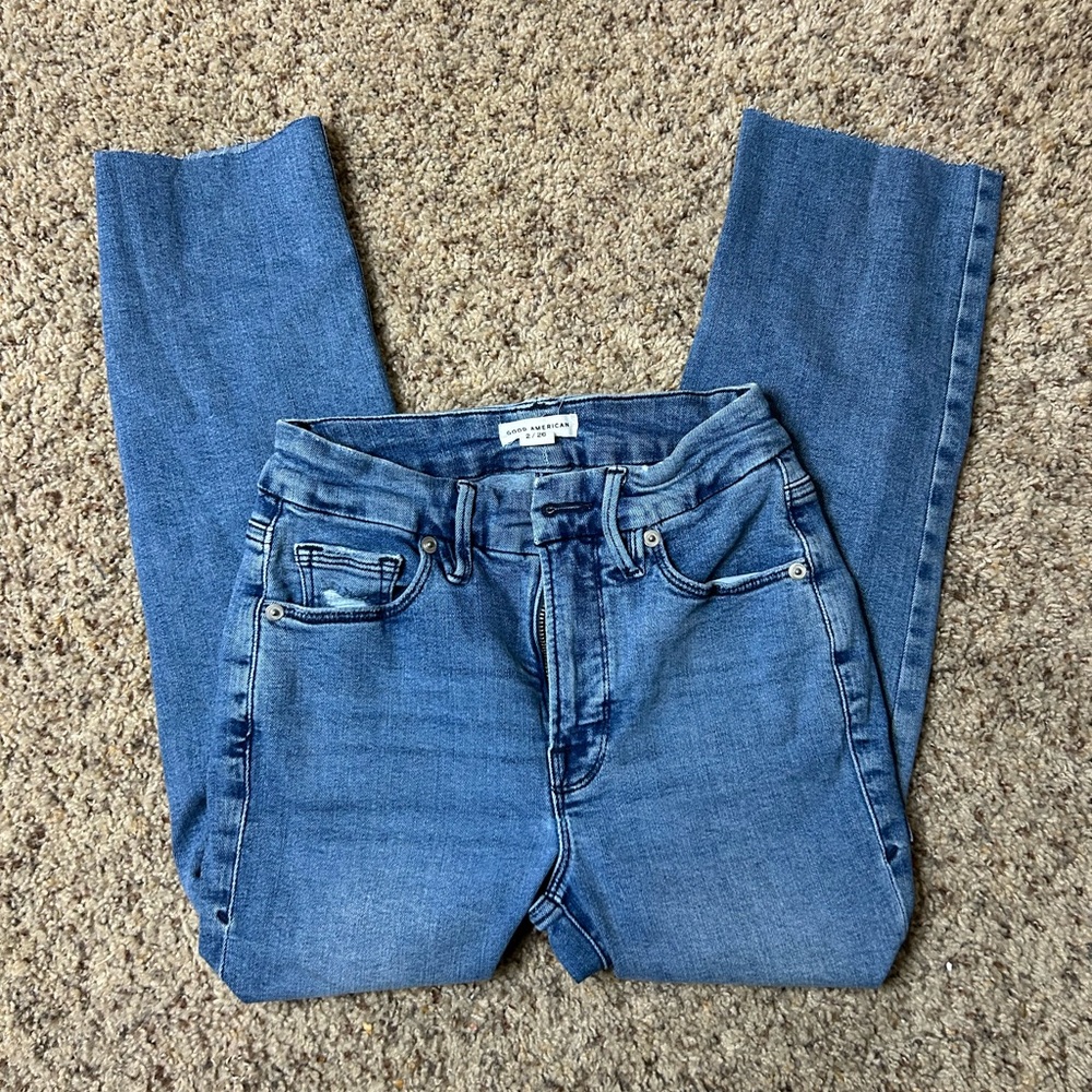 Good American Light Blue Straight Leg Jeans